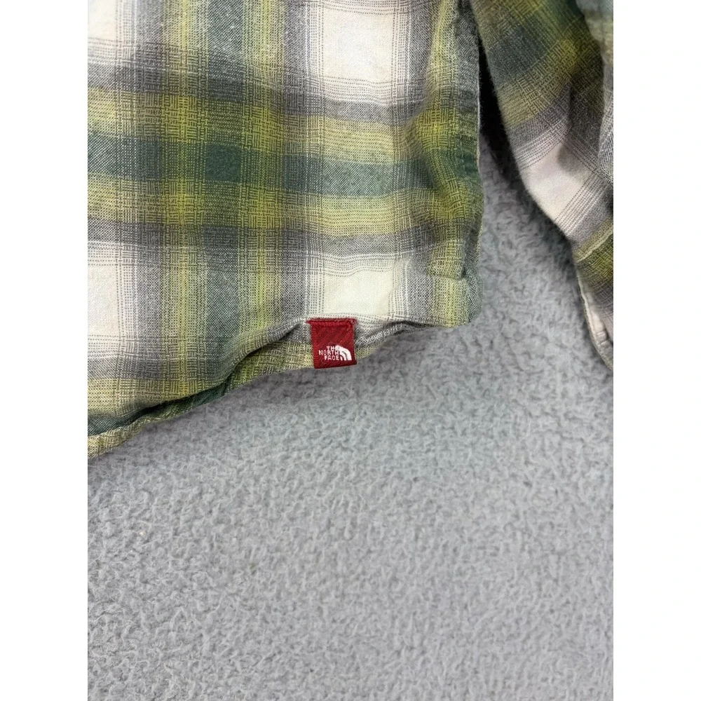 The North Face Shirt Mens Medium Green Plaid Long Sleeve Flannel Casual Outdoor